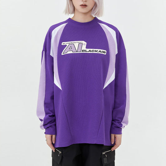 Tynd Street Strikket Sportsstil Med Bogstaver Afslappet Langærmet Sweatshirt