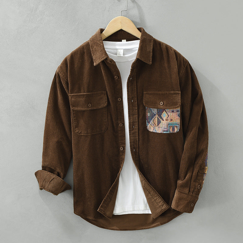 Japanese Vintage Long Sleeve Shirt Men's Fashion
