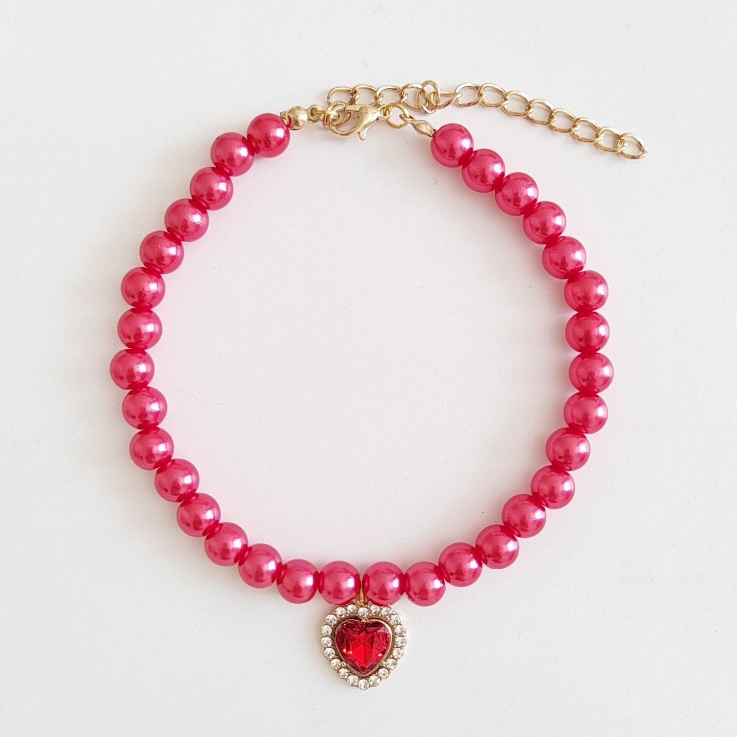 Pet Necklace Cat Pearl Pendant Colorful Gem