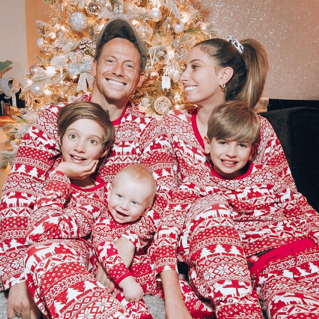 Christmas Print Contrast Color Parent-child Home Service Suit