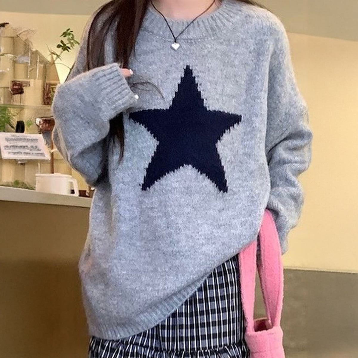 Women's Crew-Neck Simple Long-Sleeve Sweater Top