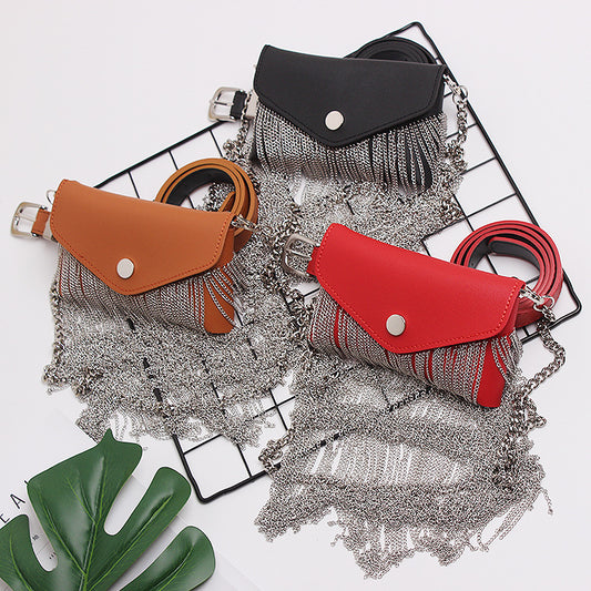 Concave Street Style Personality Tassel Chain Waist Bag Women