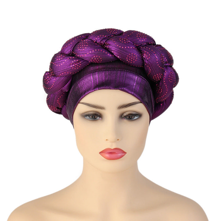 Beauty Strip Hot Drill Thick Braid Hat