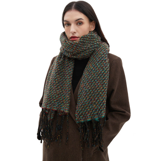 Men's Ladies Tassel Color Clip Flower Scarf Shawl