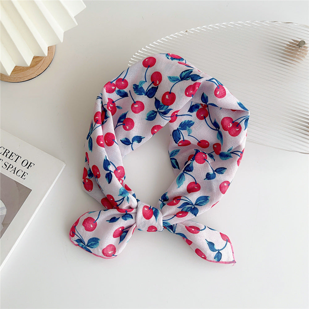 Women's Cotton And Linen Small Square Towel Silk Scarf Artistic All-match Fashion