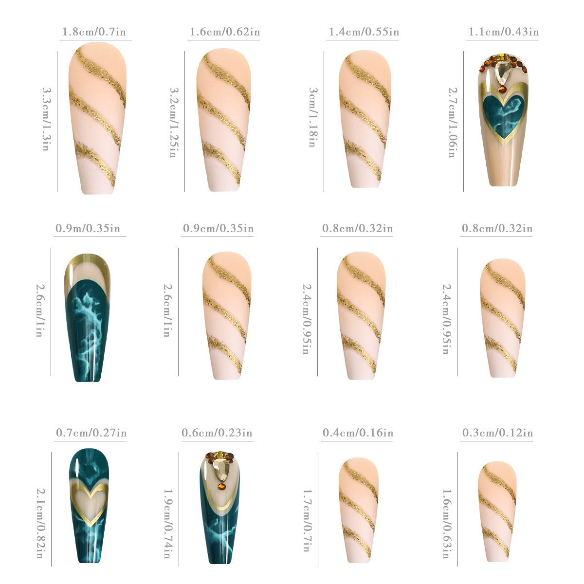 Grøn Blomstrende Kærlighed Tip Manicure Negleplaster