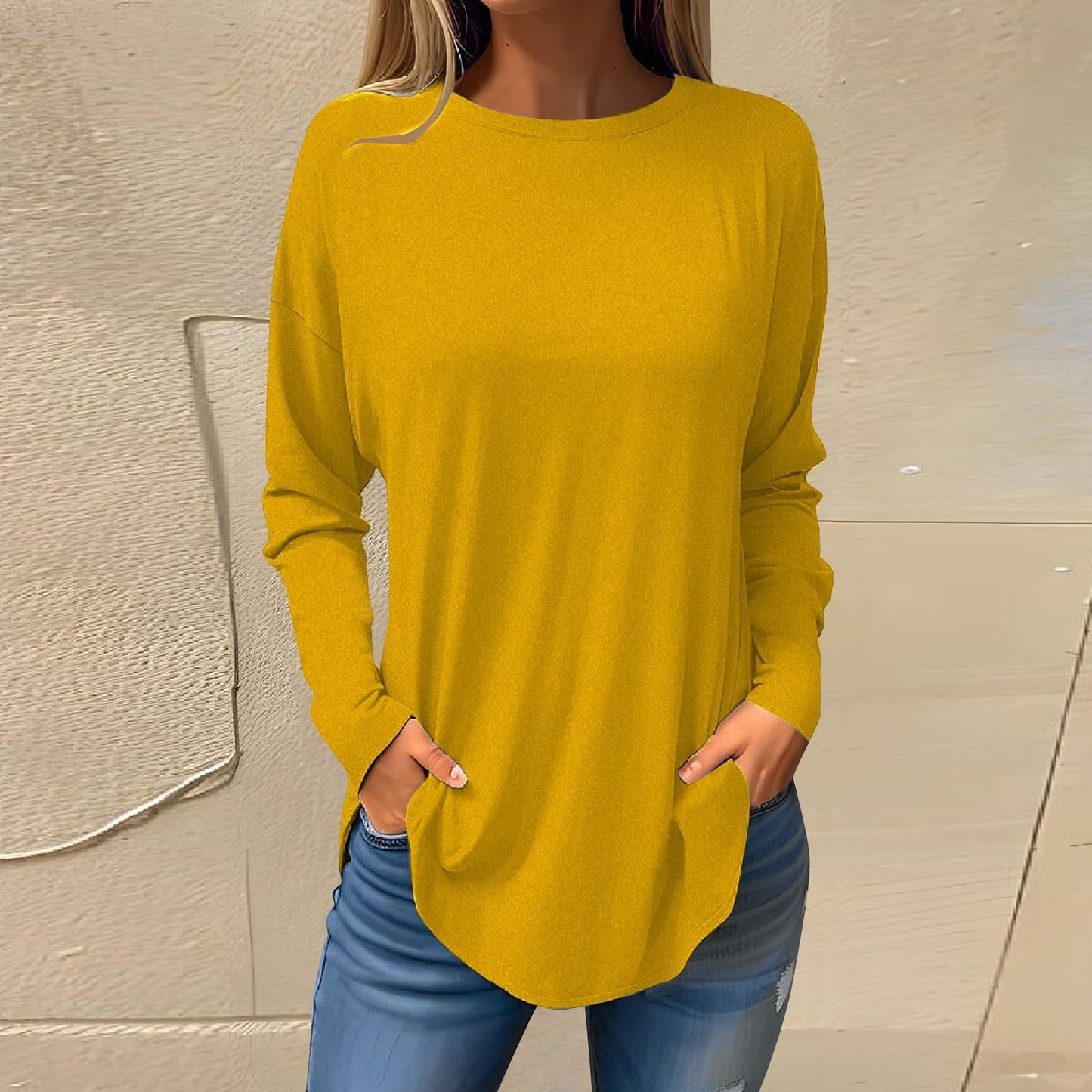 Women's Versatile Long Sleeve T-shirt Personalized Street Style Loose Print