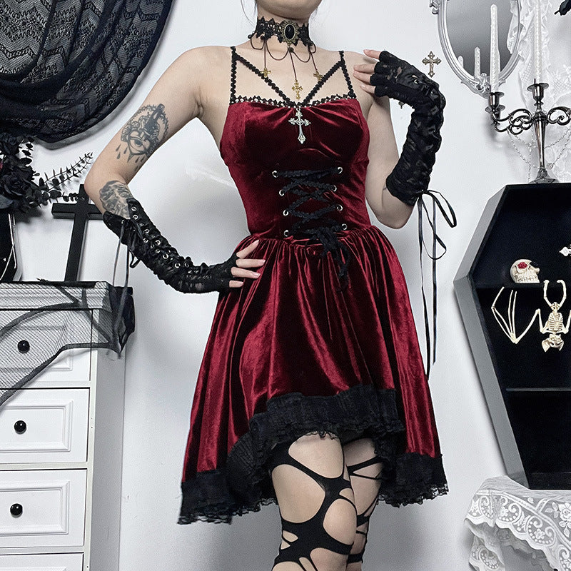 Lace Strap Mini Skirt With A Tie-Waist Design For Women