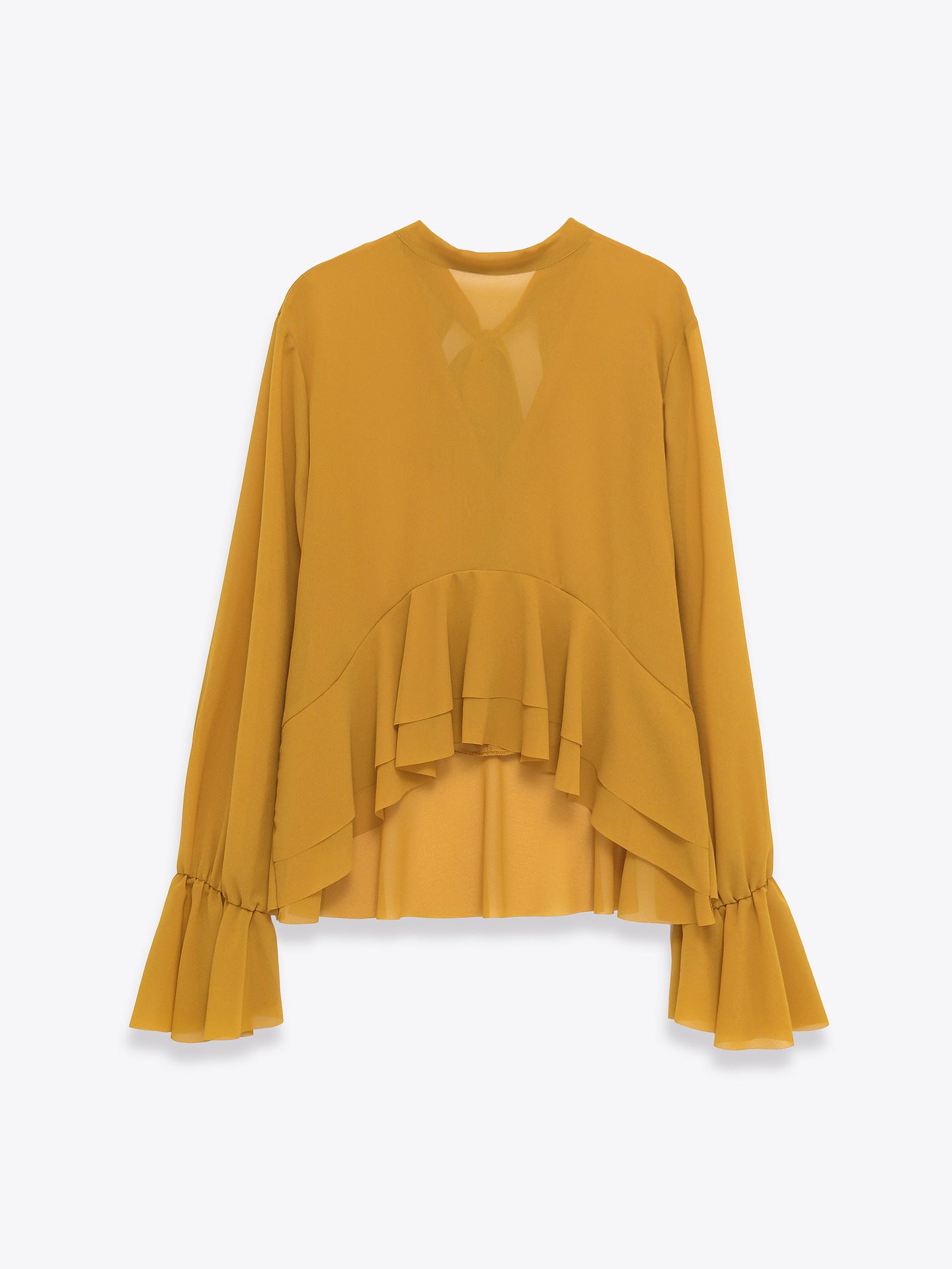 Elegant Chiffon Top With A Flowing Ruffled Hem