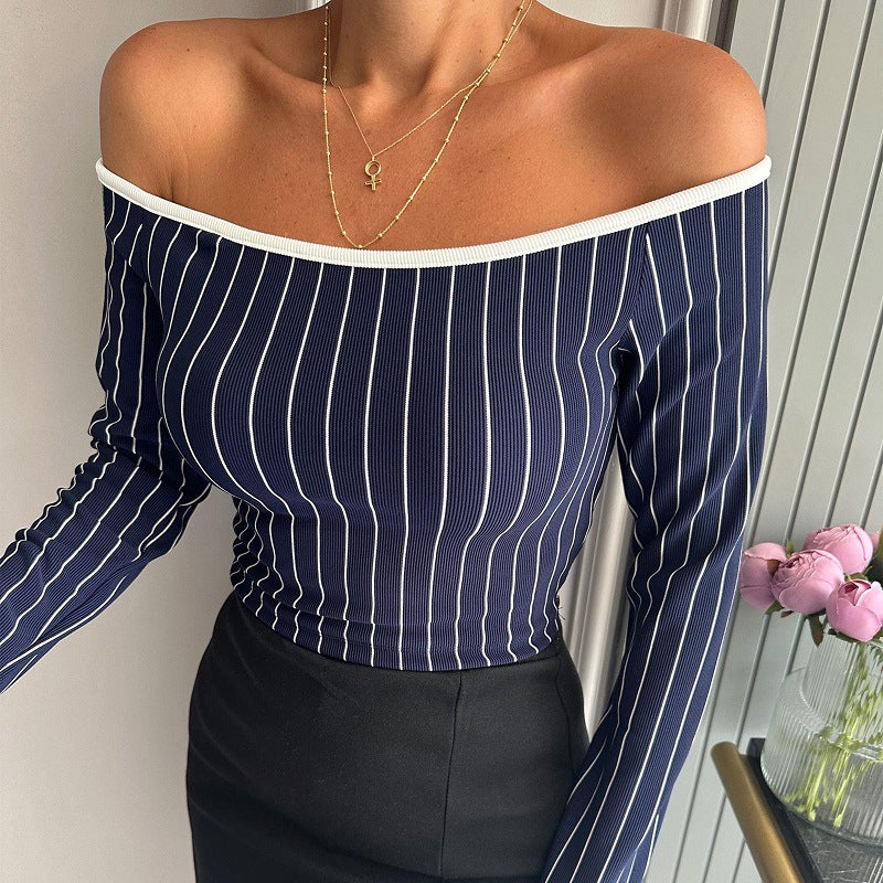 Off-the-shoulder Long-sleeve Casual Base Top