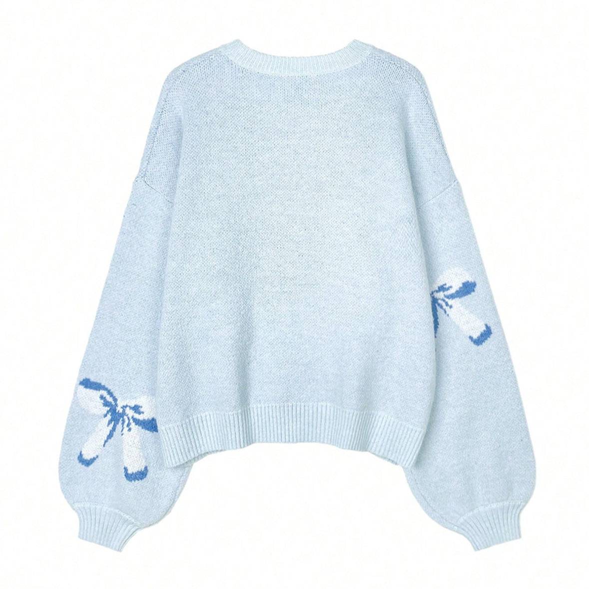 Bow Jacquard Lazy And Loose Pullover Sweater