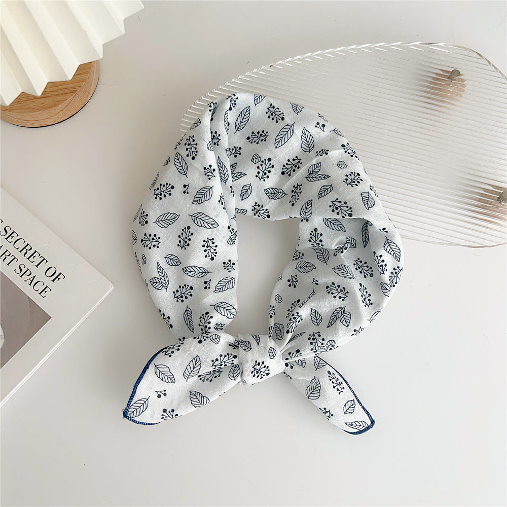 Women's Cotton And Linen Small Square Towel Silk Scarf Artistic All-match Fashion