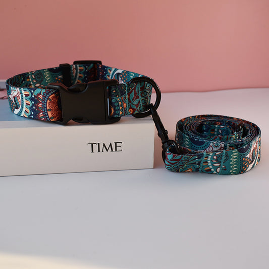 Nylon Printed Dog Collar Leash For Puppies