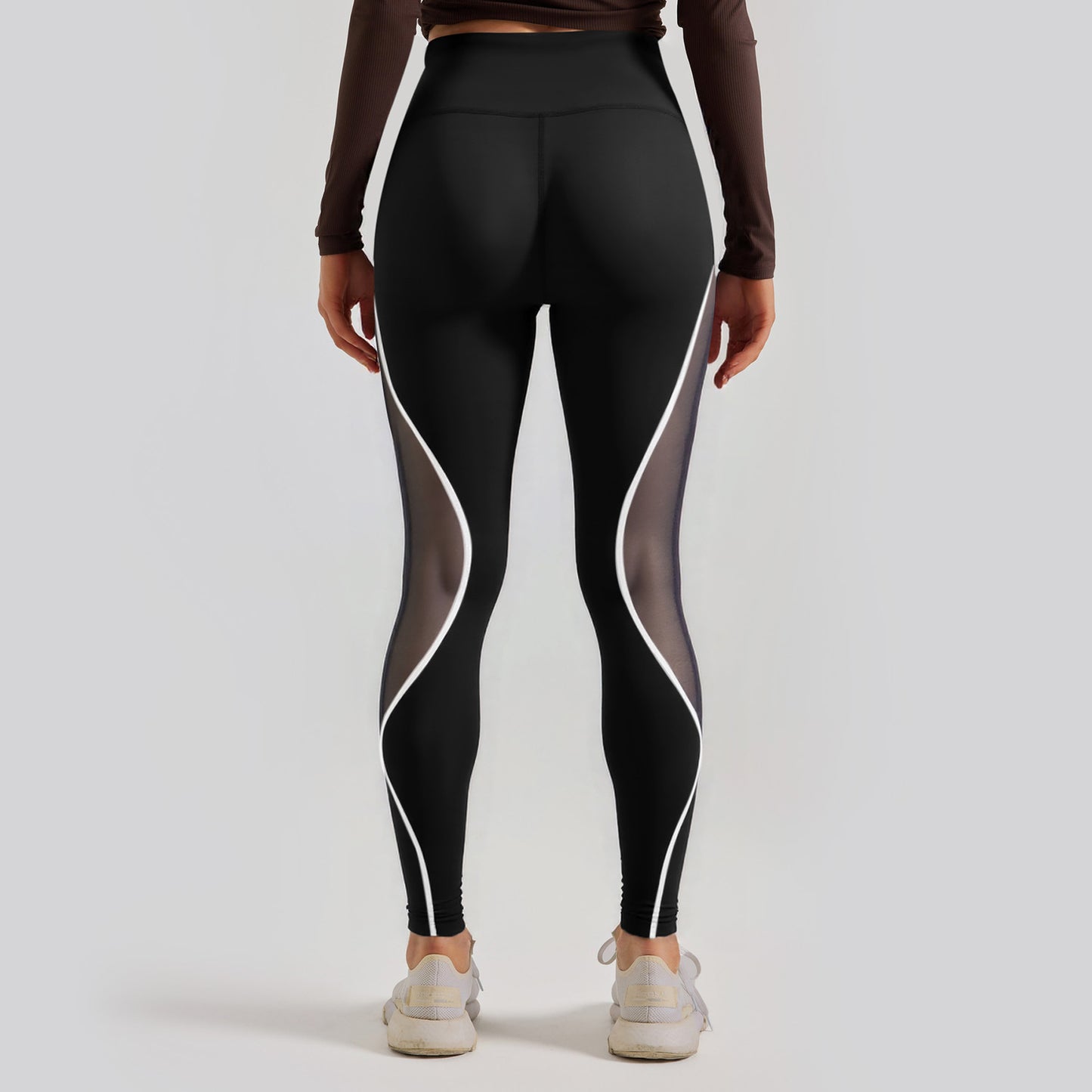 Damefarvetilpassede Mesh Yoga Leggings Med Høj Talje I Europæisk Og Amerikansk Stil