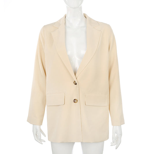 BlazerVintage Light Beige Suit Button Pocket Everyday Jacket