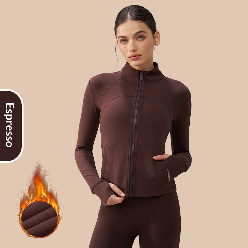 Thickened Thin Fleece Autumn And Winter Fingerless Yoga Top