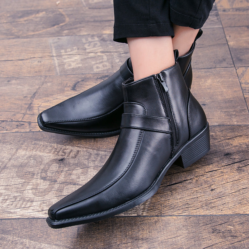 Men's Casual Personality Korean High Top Martin Leather Shoes