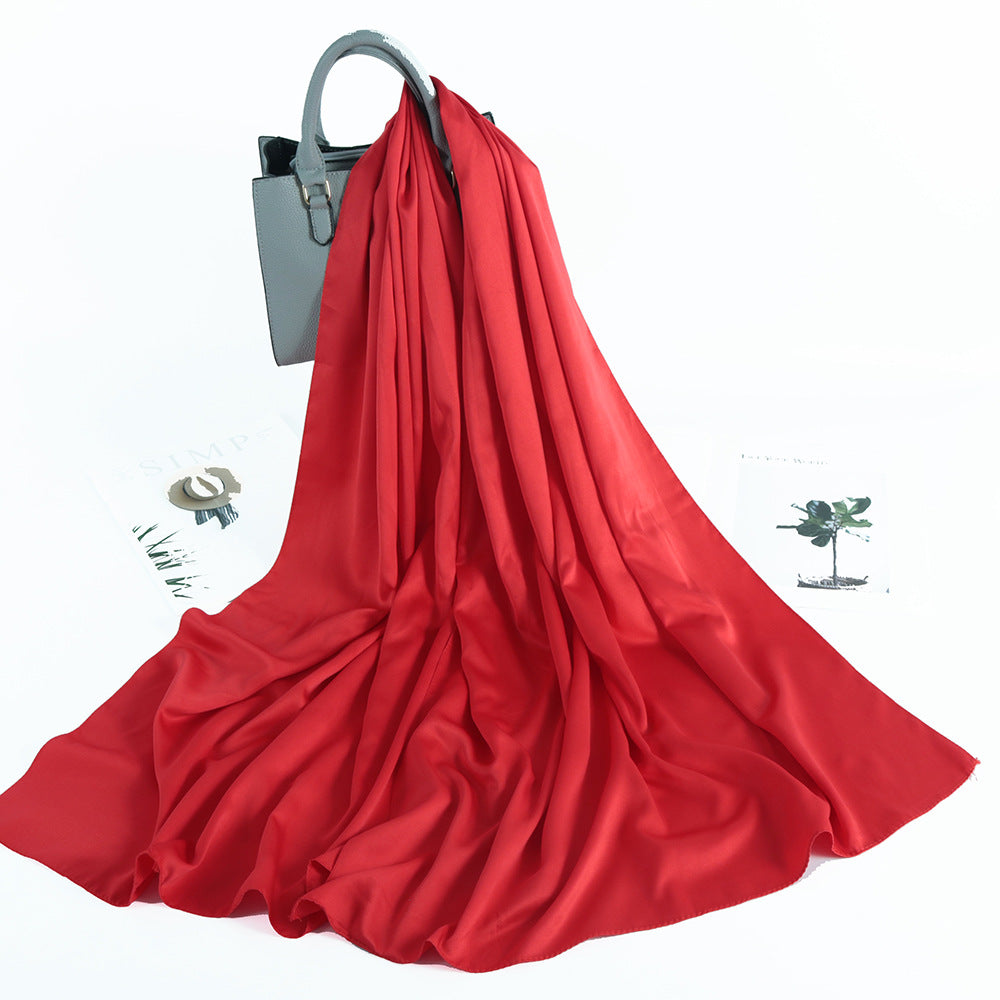 Solid Color Casual Malay Scarf Satin Shawl