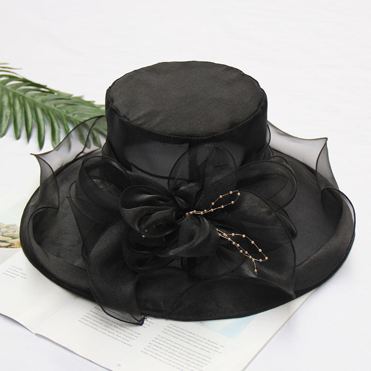 Cool Retro Flower Mesh Sun Hat Organza Sunscreen Women's