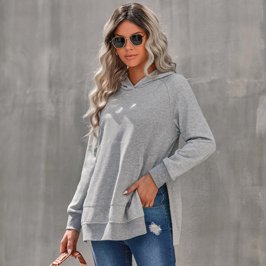 Damehættetrøje ensfarvet sweatshirt-top