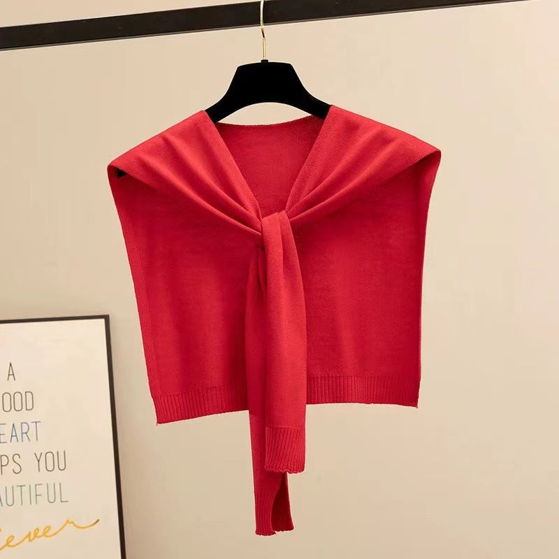 Knitted Striped Shawl Outer Match High-end