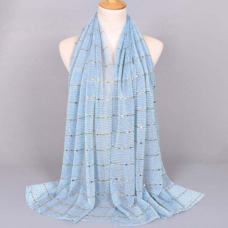Spring And Summer Women's Bag Scarf Thin Breathable Solid Color Crumpled Panel Pressing Polyester Scarf