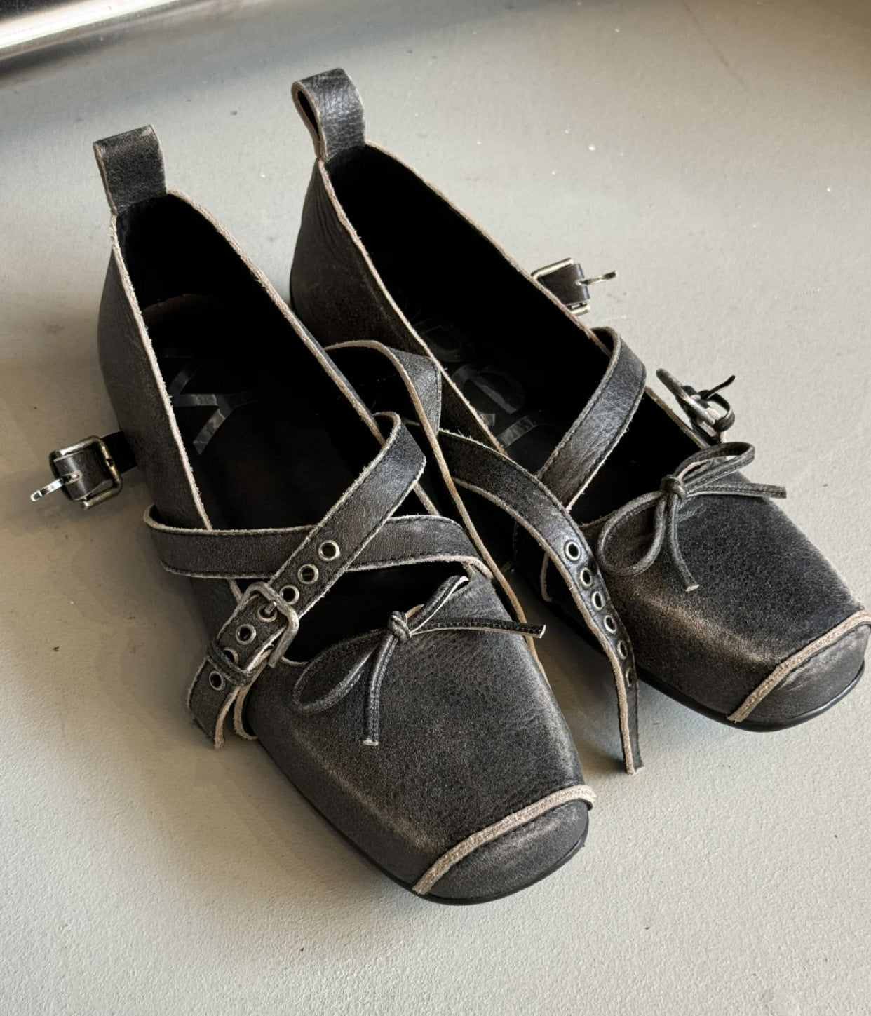Pig Nose Mary Jane Shoes Retro Square Head Ballet Shoes
