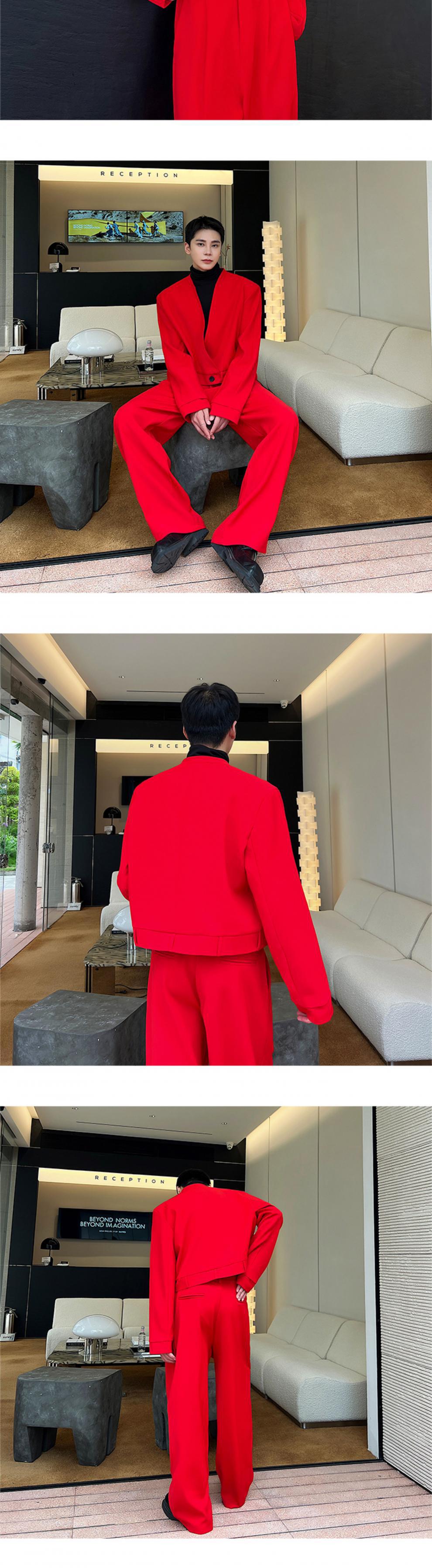 Straight Loose Casual Pants Men's Trendy Retro Chinese Red Suit