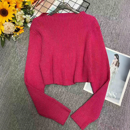 Womens Solid-Color Casual Fashionable Minimalist Knitted Top