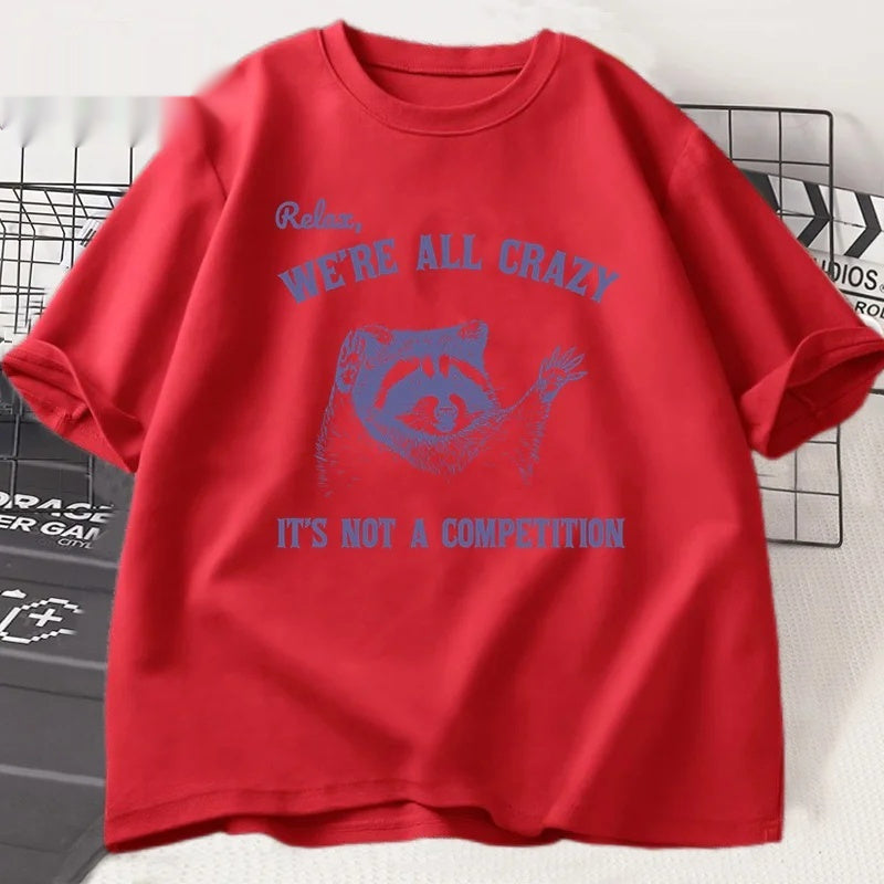 Summer Loose Short Sleeves T-shirt Men's And Women's Round Neck
