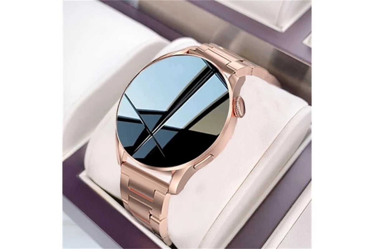 New Bluetooth Calling Smartwatch Men Women 1.36 Inch round Screen HD 390*390 Pixel Full Touch Custom Dial Smart Watch Man - Black Leather Belt