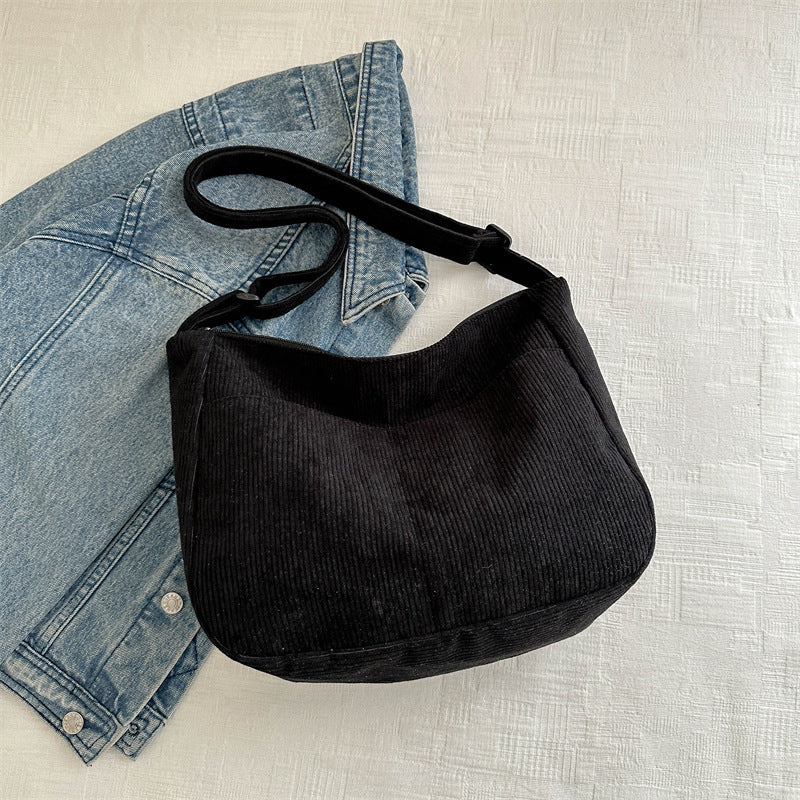 Large-capacity Crossbody Bag Korean Style Fashion Commuter Backpack Corduroy Class Bag