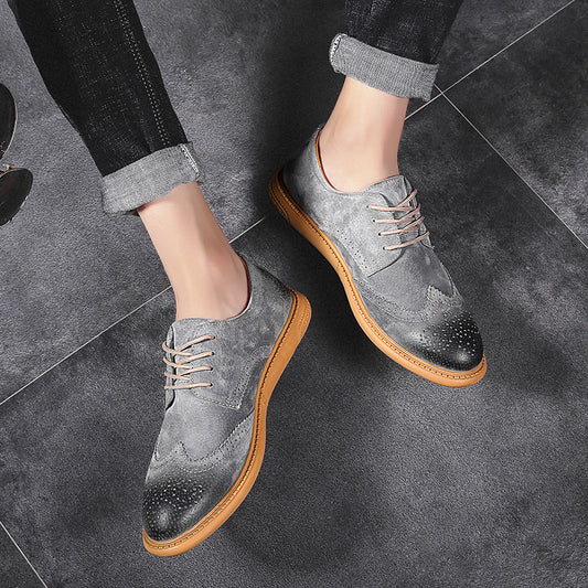 Business Formal Wear Genuine Leather Low Top Retro Lace Up Breathable Men's Shoes