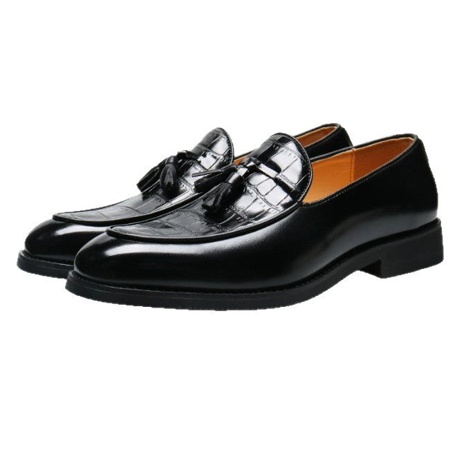 Mens Pointed-Toe British-Style Business-Casual Slip-On Leather Shoes