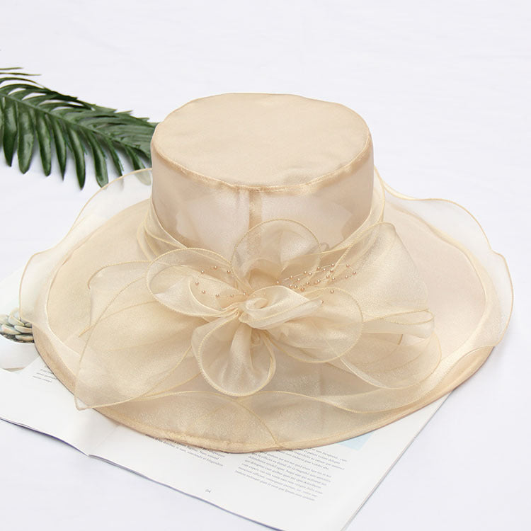 Cool Retro Flower Mesh Sun Hat Organza Sunscreen Women's
