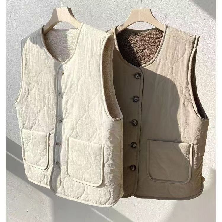 Lamb Wool Double-sided Thermal Vest Fashion Waistcoat Jacket