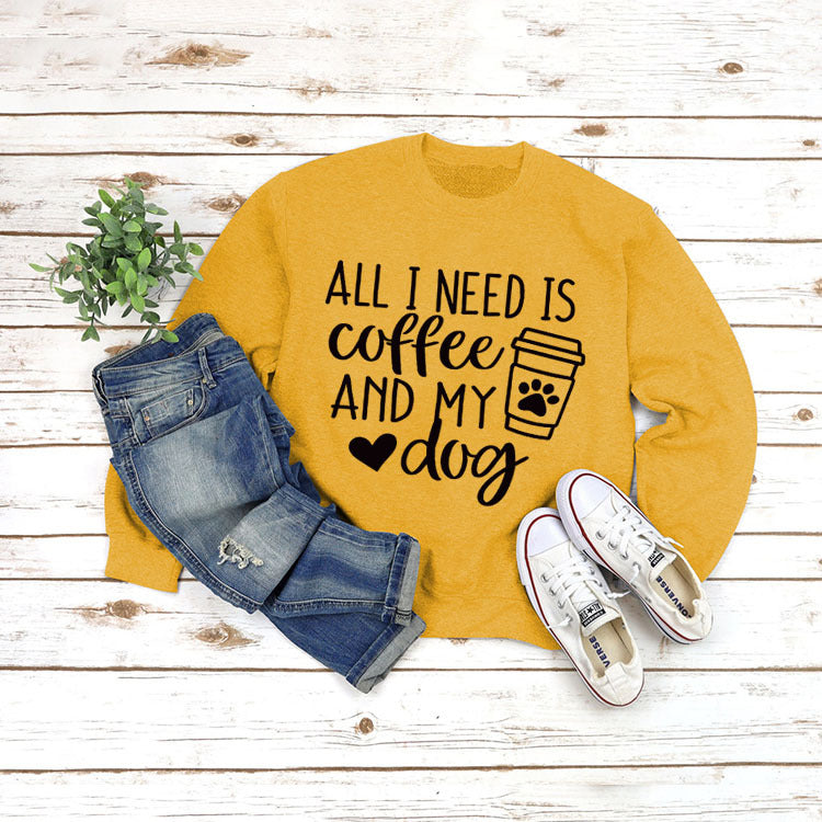 Round Neck Pullover Long Sleeve ALL I NEED Print