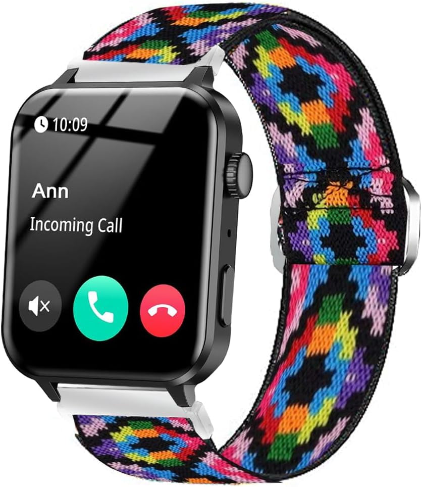 Compatible with IOWODO R30 Pro Bands, 20Mm Stretch Elastics Adjustable Strap Compatible with IOWODO R30 Pro/Touchelex Gaea Series K802 1.28 Smart Watch/Rlqa 54 1.83" Smart Watch (Colorful)