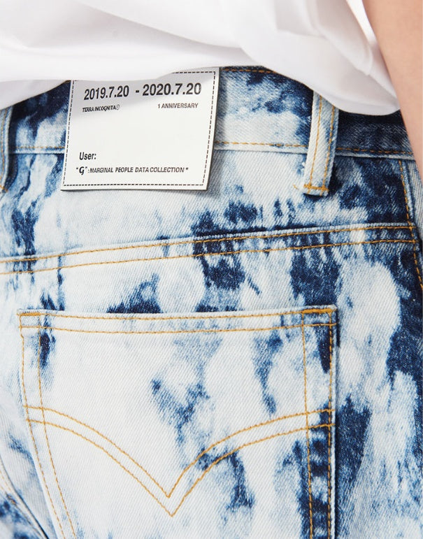 Hand-Heavy Washed Micro-Flare Jeans