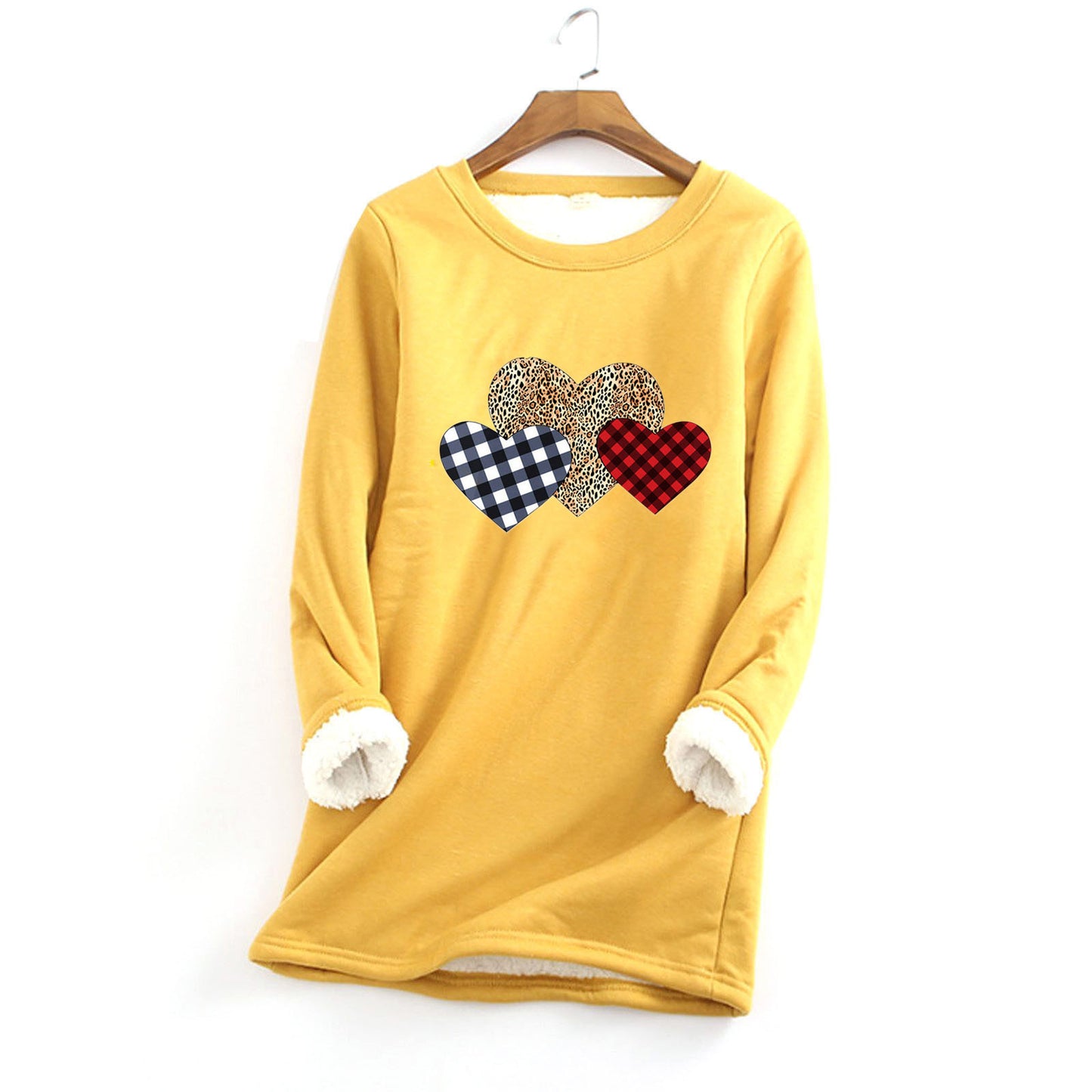 Autumn And Winter Women's Fleece-lined Women's Round Neck Sweater