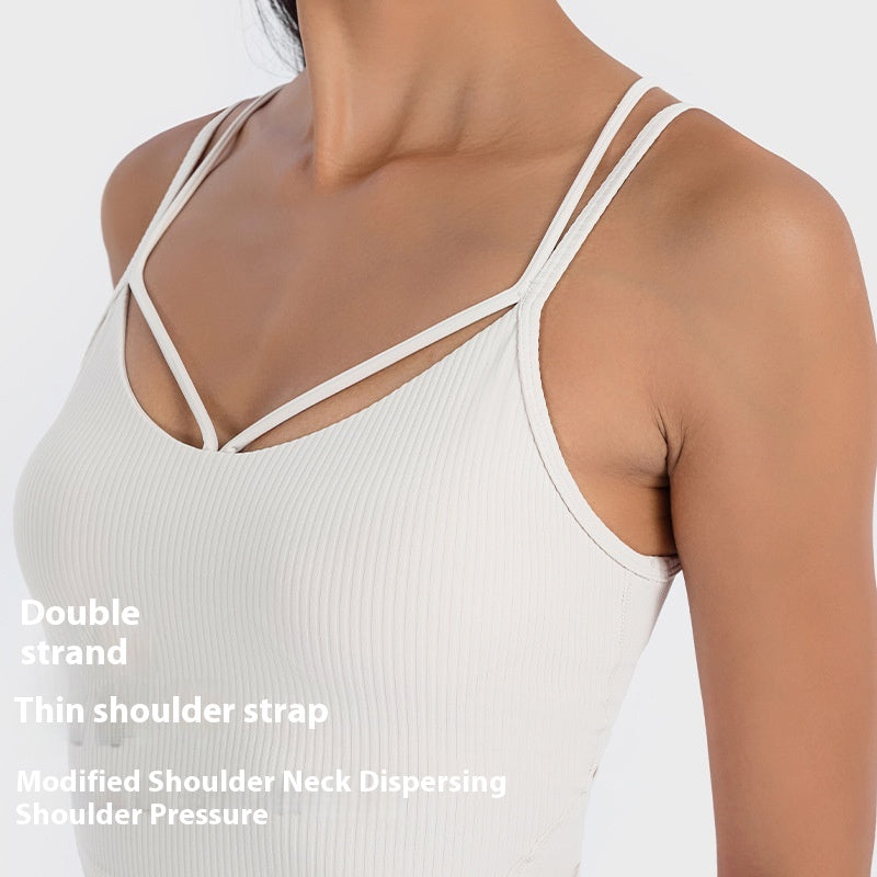 Sexy V-neck Sports Vest Women's Workout Yoga Vest Top