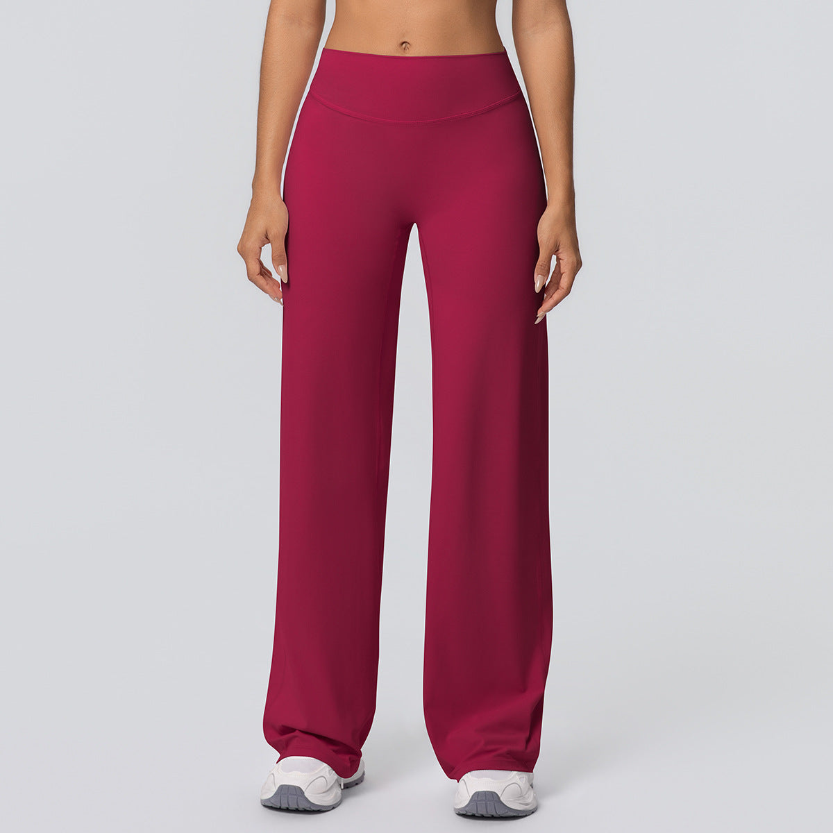 Double-sided Brushed Solid-color High-waisted Loose-fitting Breathable Yoga Wide-leg Pants