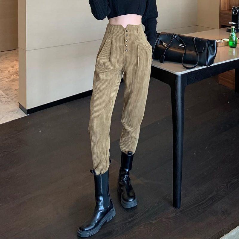 Spring Small Foot Nine Points High Waist Hundred With Thin Radish Pants