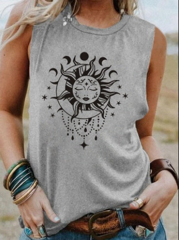 Black And White Pattern Print European And American Sleeveless Vest