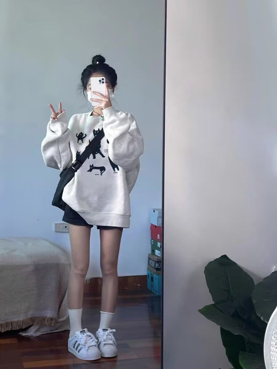 Round Neck All-matching Sweater Loose Long Sleeve Thin Top