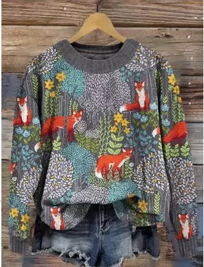 Casual Round Neck Sweater Couple's Tops