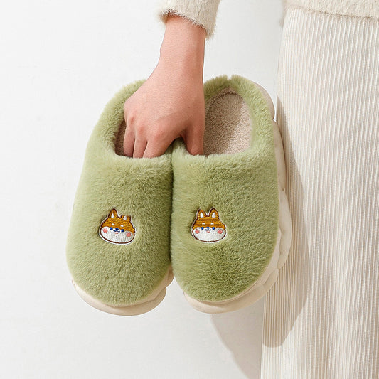 Men's And Women's Indoor Household Couple Fluffy Fluffy Soft Sole Cotton Slippers