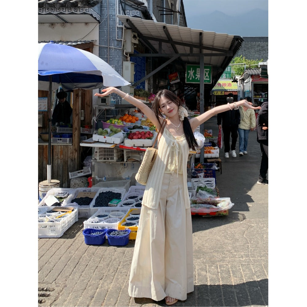 Bohemian Style Fake Two-piece Cutout Sling Vest For Women