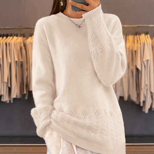 Solid Color Knitted Casual Top For Women