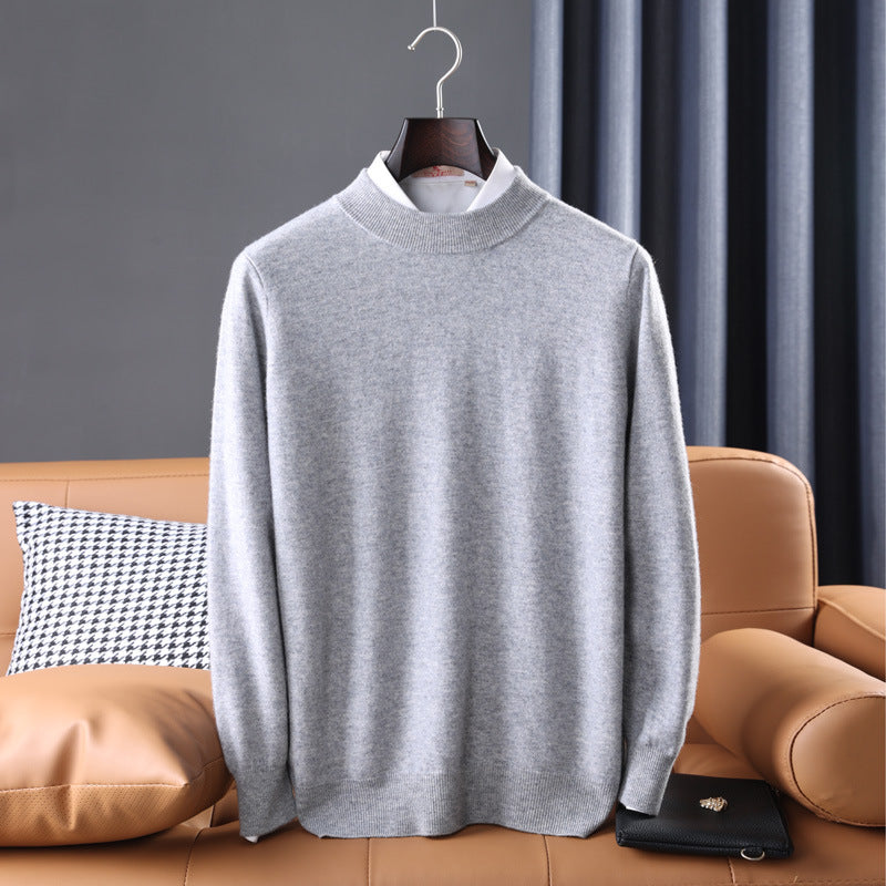 Cashmere Sweater, Men's Half High Collar Sweater, Youth